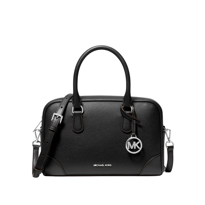 Michael Kors Women Thompson Medium Pebbled Leather Satchel - Black