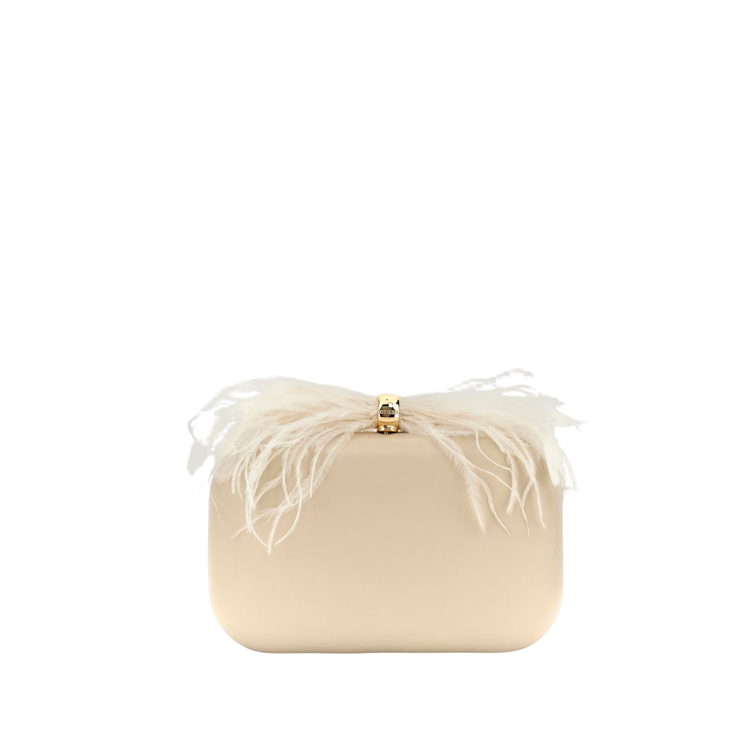 Guess Women Keyah Feather Top Clutch - Ivory