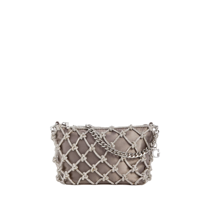 Guess Women Zalina Top Zip Shoulder Bag - Silver