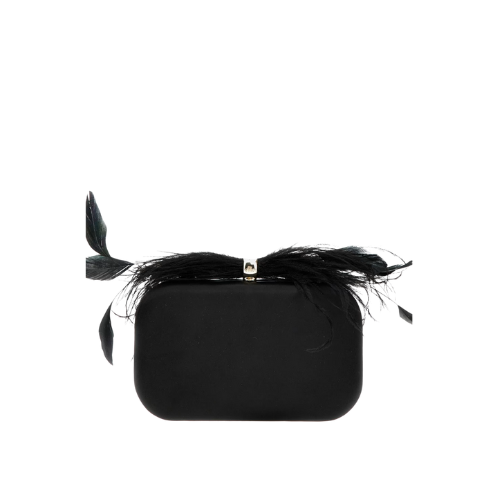 Guess Women Keyah Feather Top Clutch - Black
