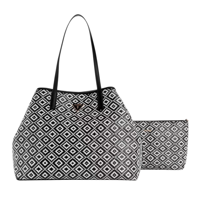 Guess Women Vikky Straw Tote Set - Black