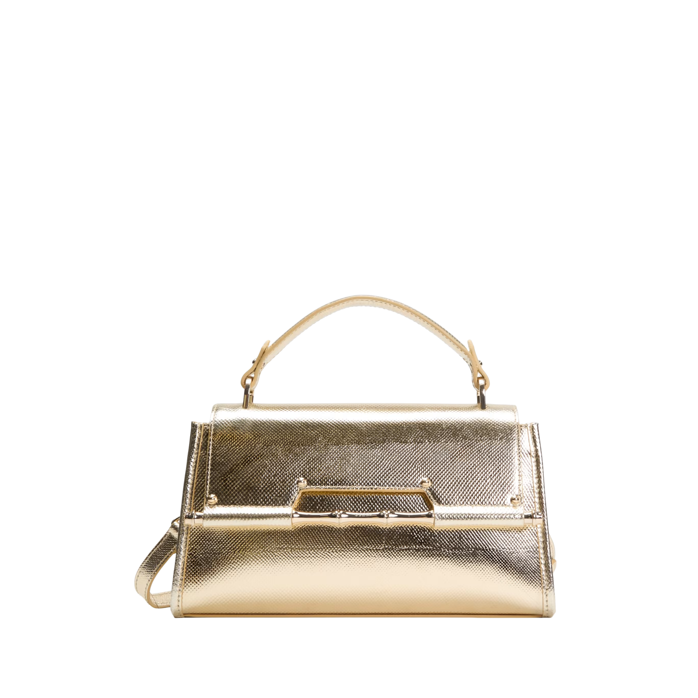 Guess Women Iris Metallic Leather Top Handle Bag - Gold