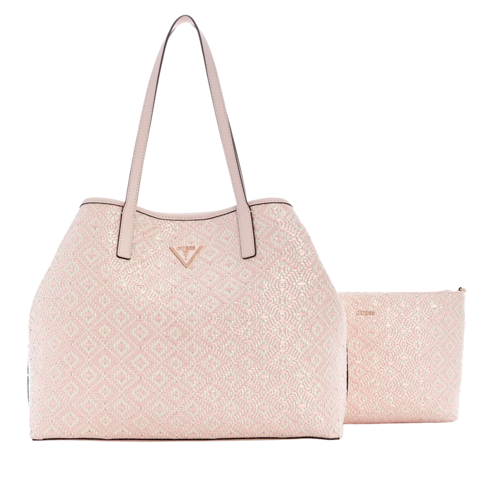 Guess Women Vikky Straw Tote Set - Light Rose