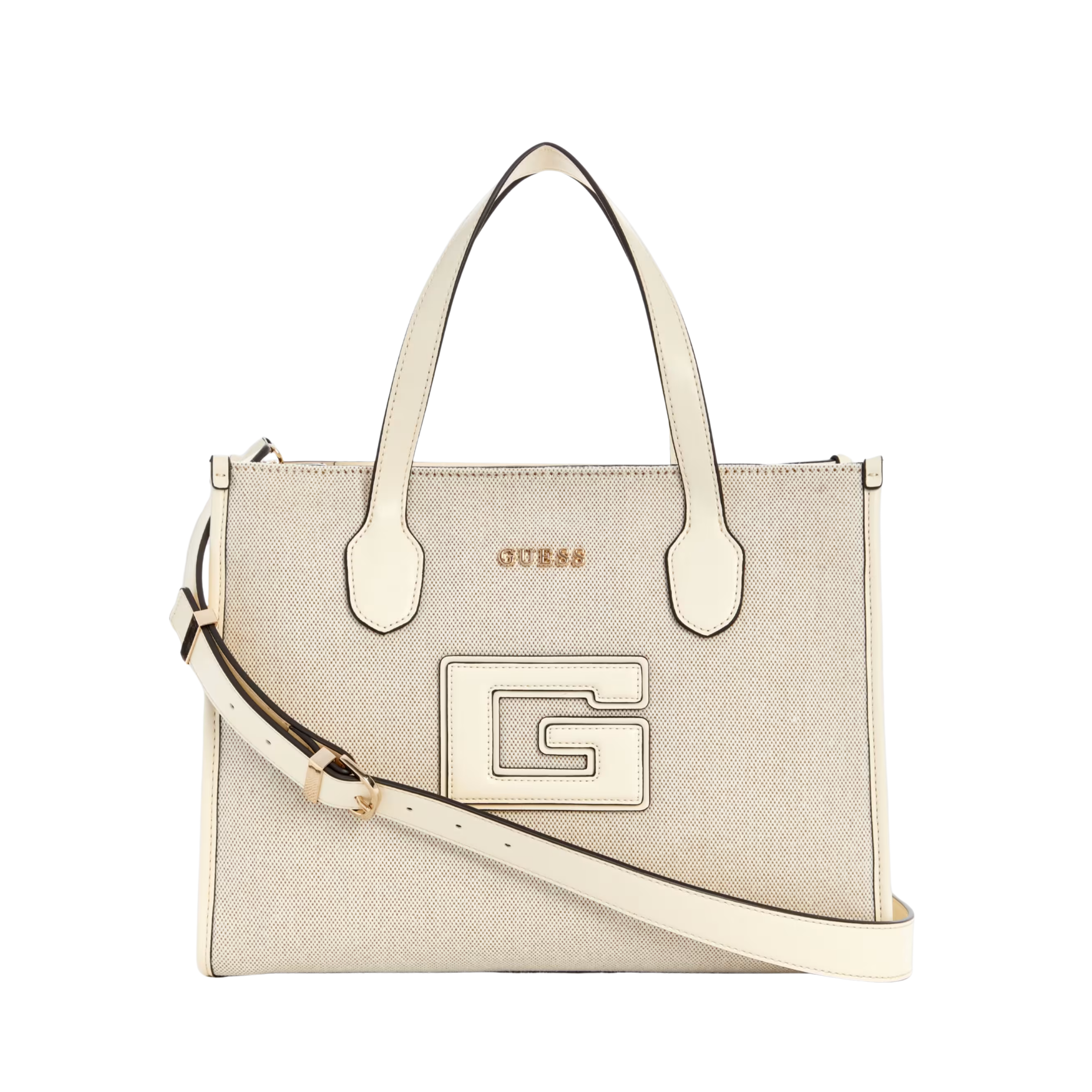 Guess Women G Status Canvas Tote - Natural Off white