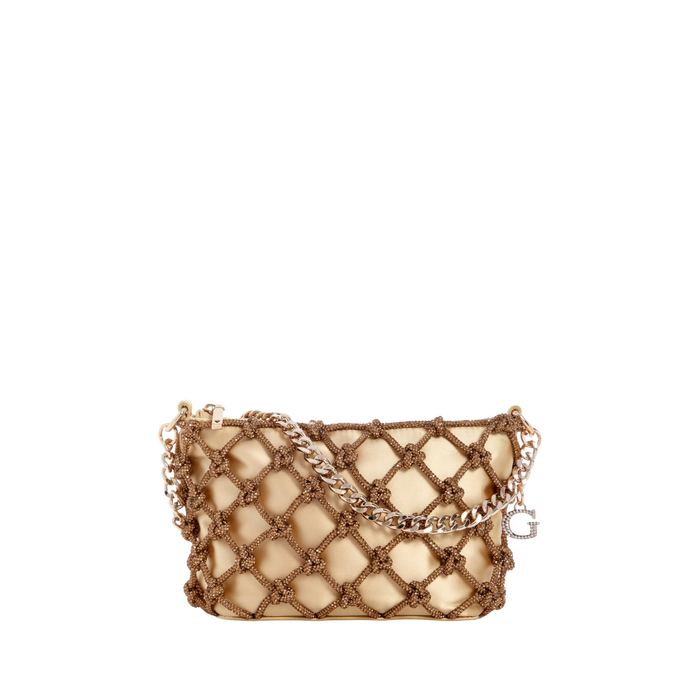 Guess Women Zalina Top Zip Shoulder Bag - Gold