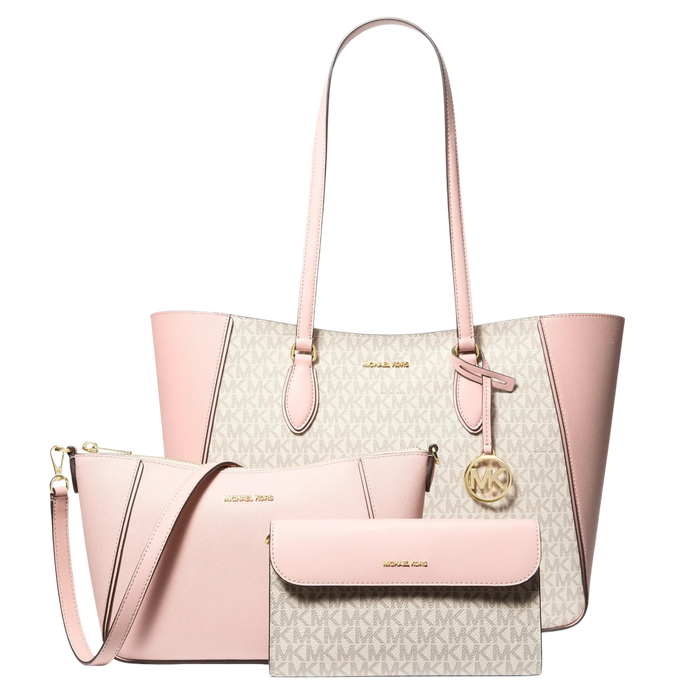 Michael Kors Women Jet Set Travel Large Signature Logo 3 In 1 Tote Bag - Pwd Blsh Mlt