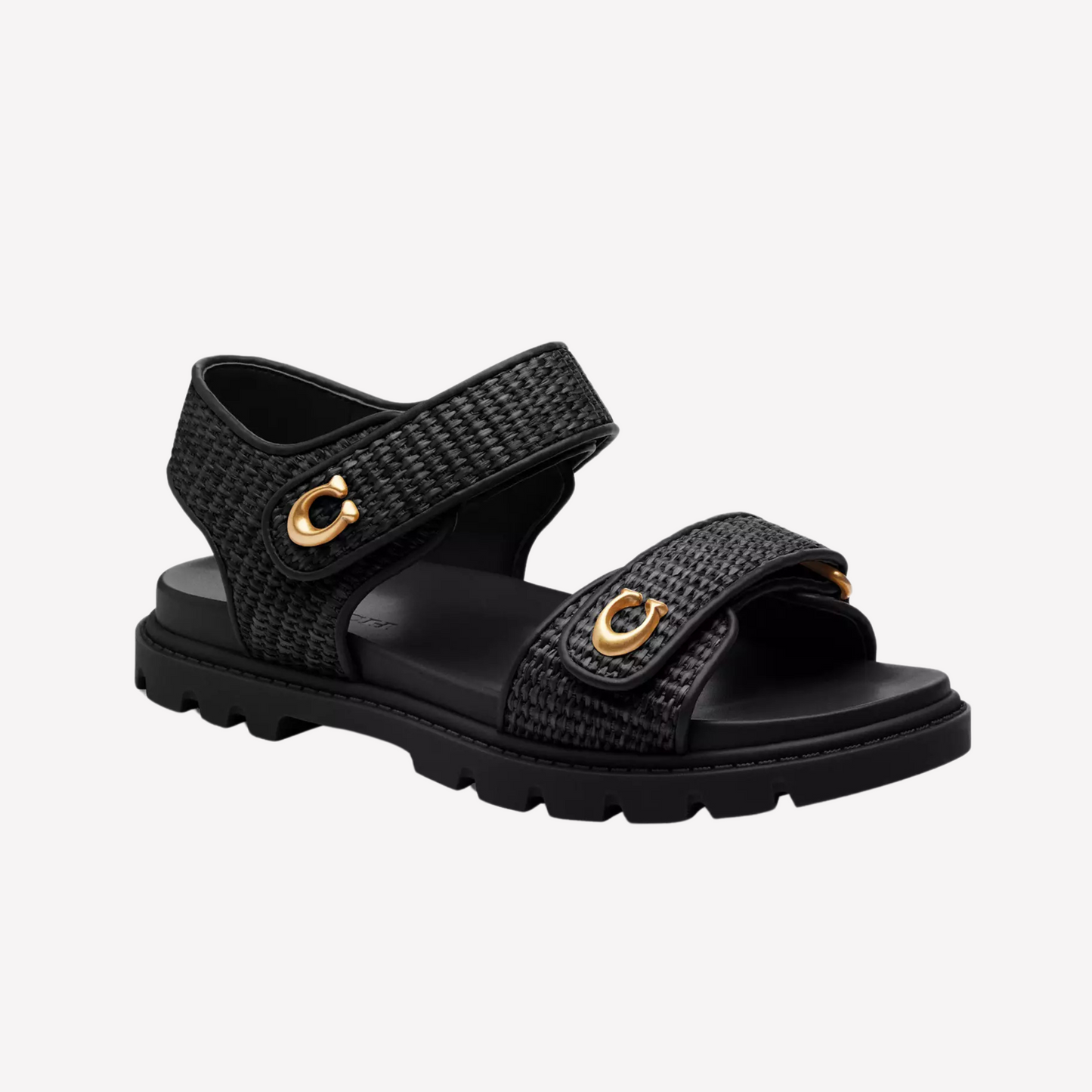 COACH Women's Brynn Sandal - Black Woven Straw