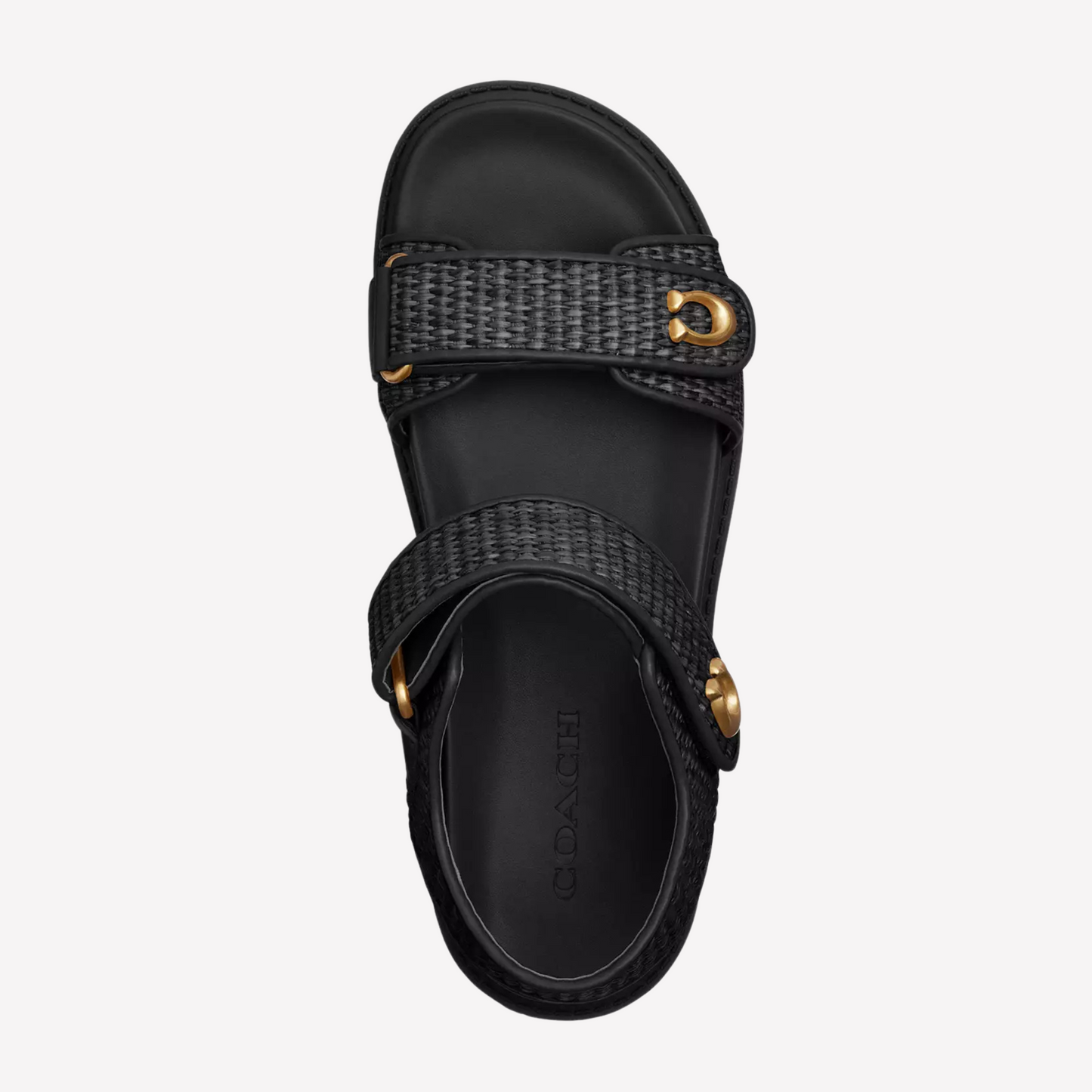 COACH Women's Brynn Sandal - Black Woven Straw