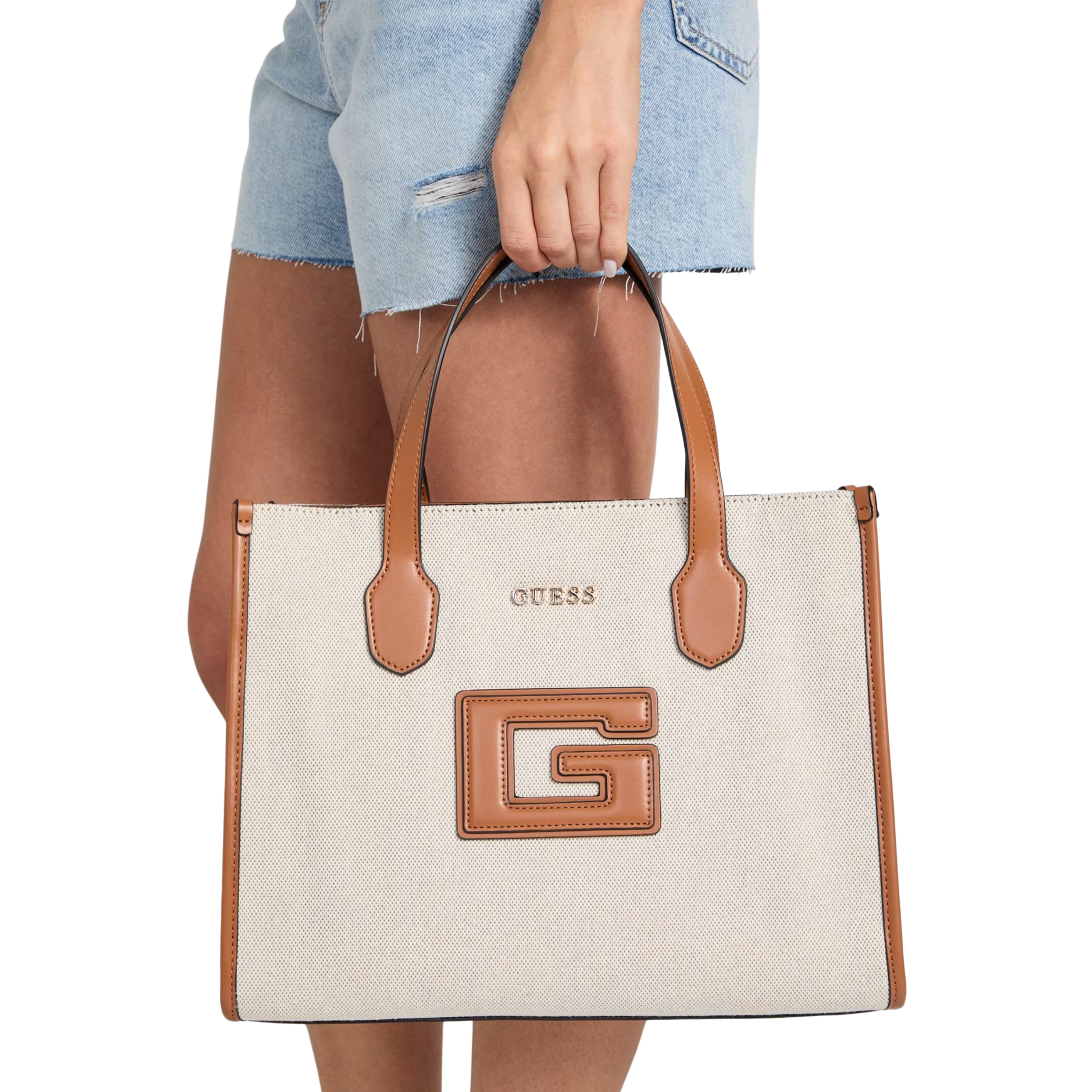Guess Women G Status Canvas Tote - Brown