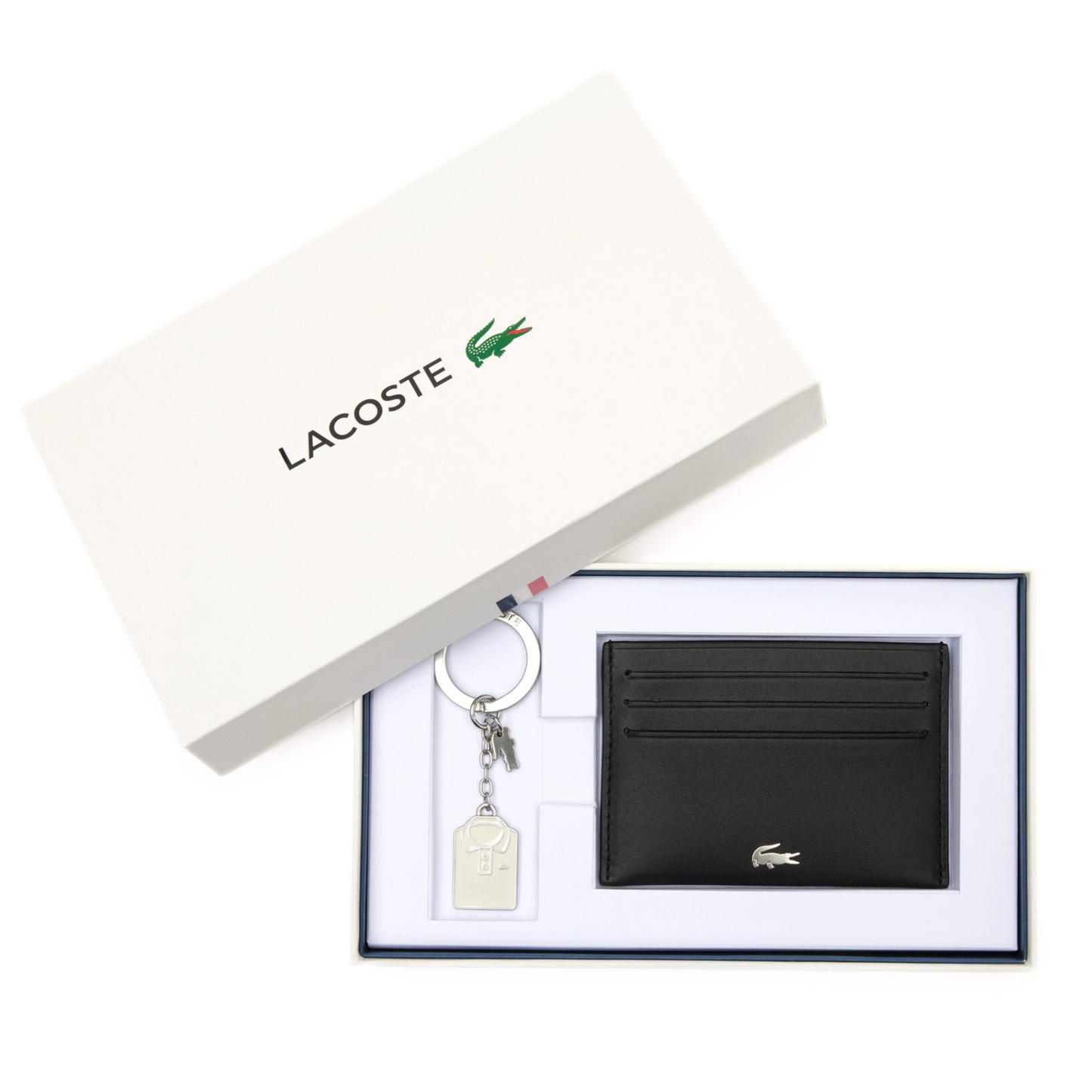 Lacoste Gift Set Card Holder and Polo Key Chain - Black