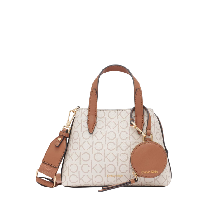 Calvin Klein Women Millie 2 In 1 Mini Satchel Crossbody Bag - Vanilla Khaki Caramel