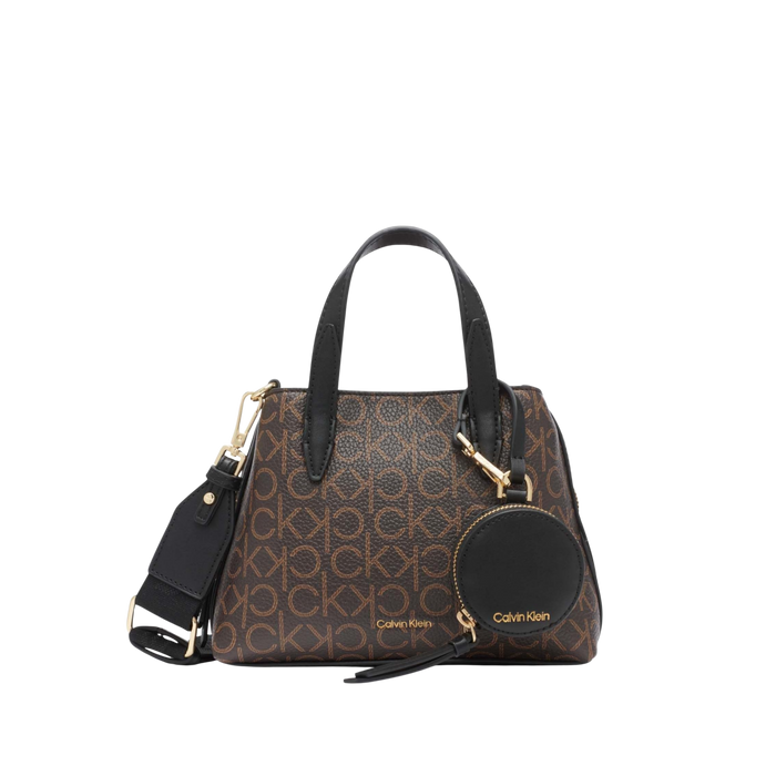 Calvin Klein Women Millie 2 In 1 Mini Satchel Crossbody Bag - Brown Khaki Black