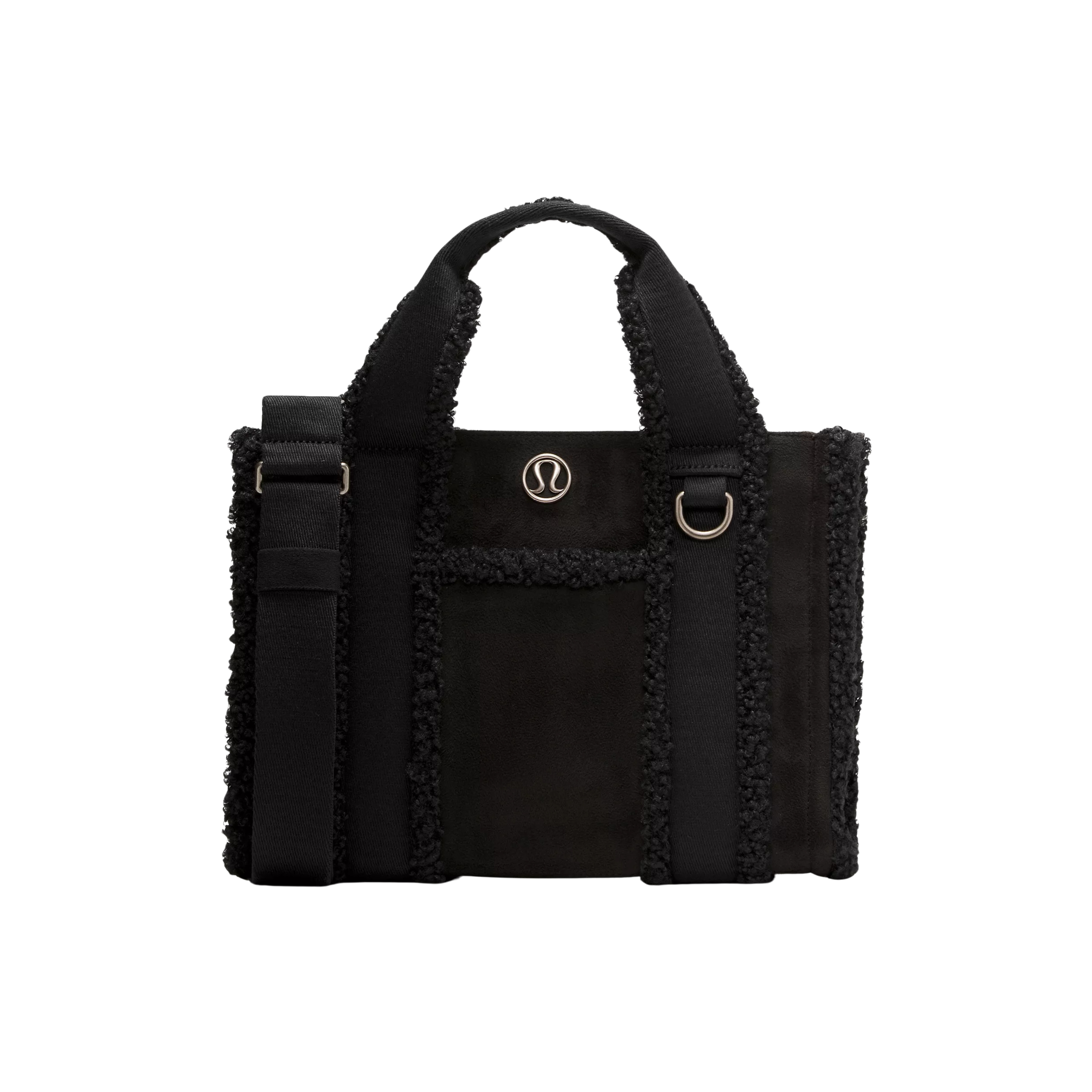 Lululemon Boxy Mini Tote Bag 4.5L Faux Shearling Trims - Black