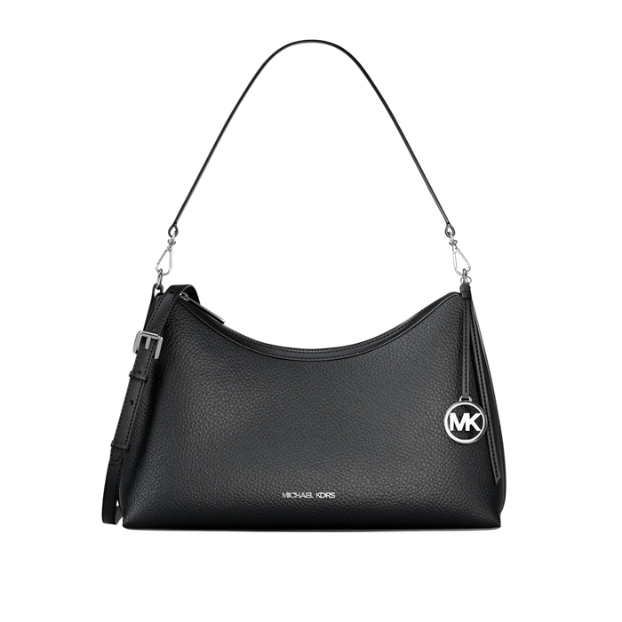 Michael Kors Women Sammy Medium Pebbled Leather Convertible Shoulder Bag - Black Silver