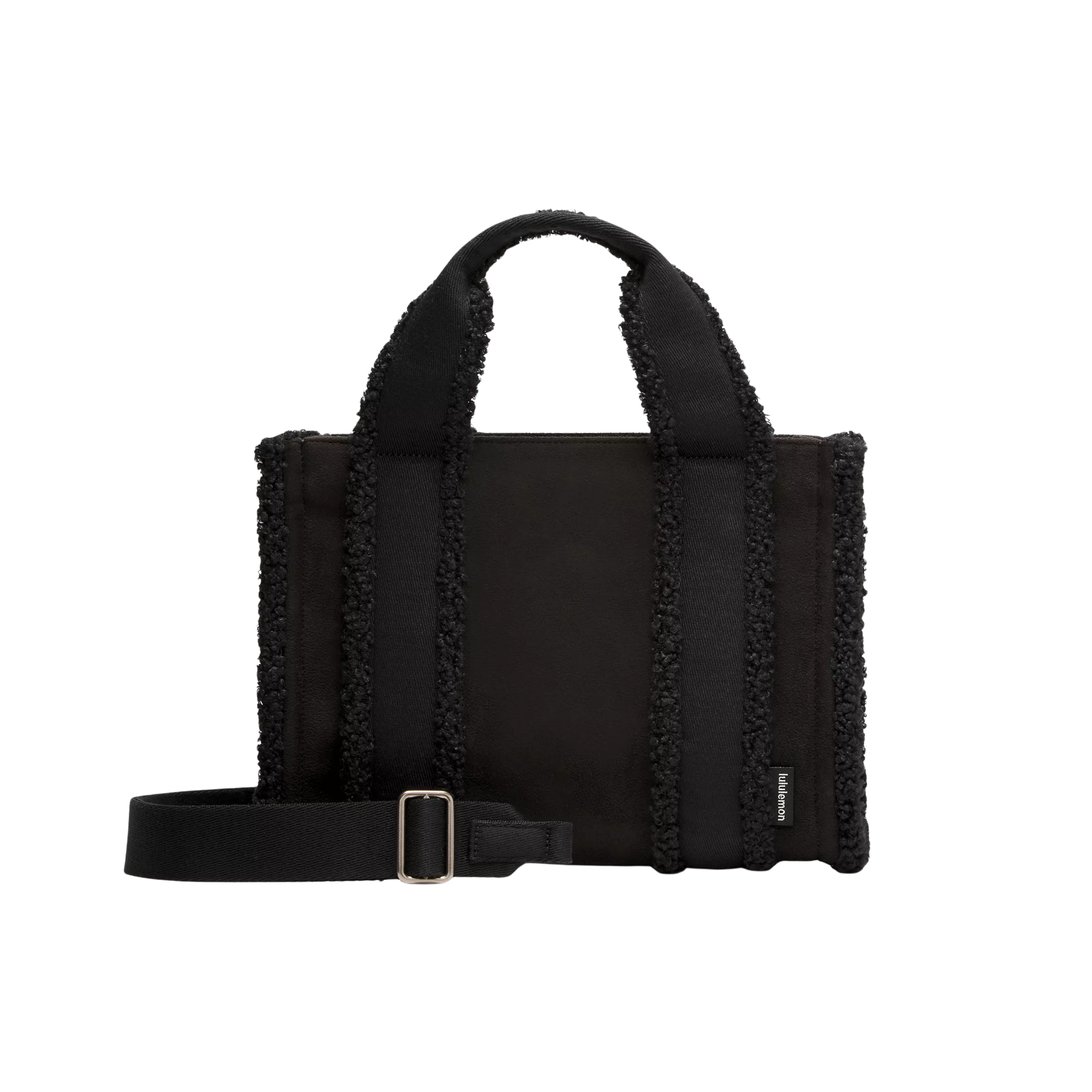 Lululemon Boxy Mini Tote Bag 4.5L Faux Shearling Trims - Black