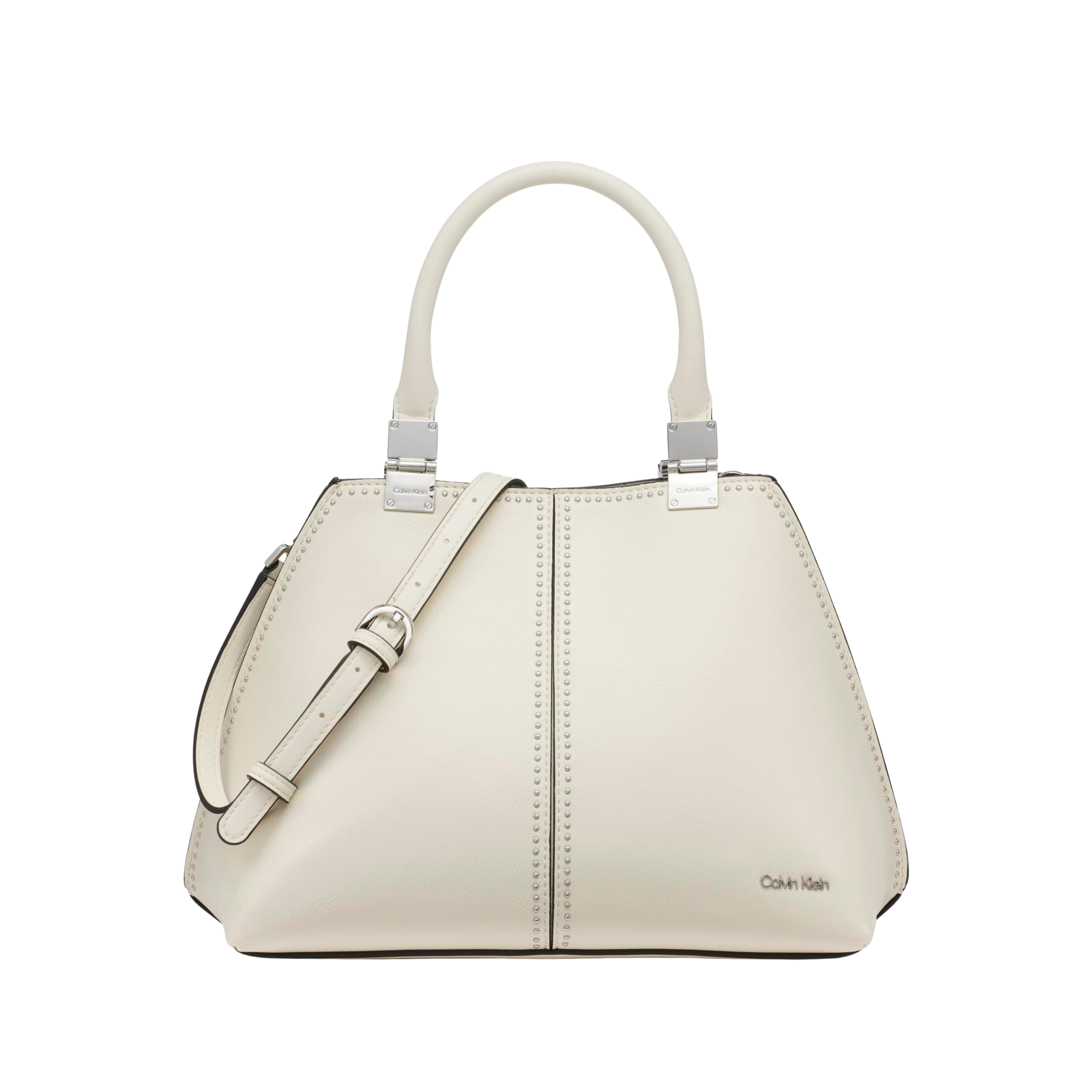 Calvin Klein Women Granite Geometric Satchel Bag - Cherub White Micro Stud