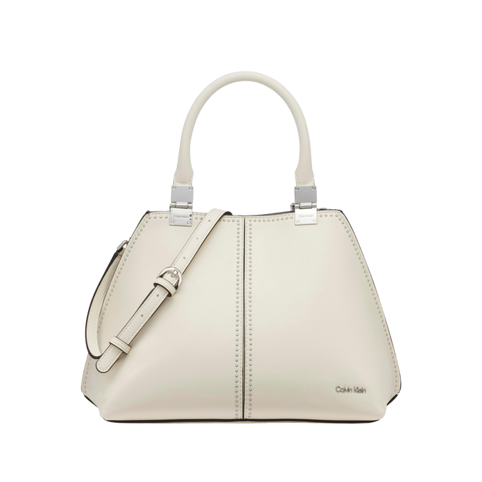 Calvin Klein Women Granite Geometric Satchel Bag - Cherub White Micro Stud