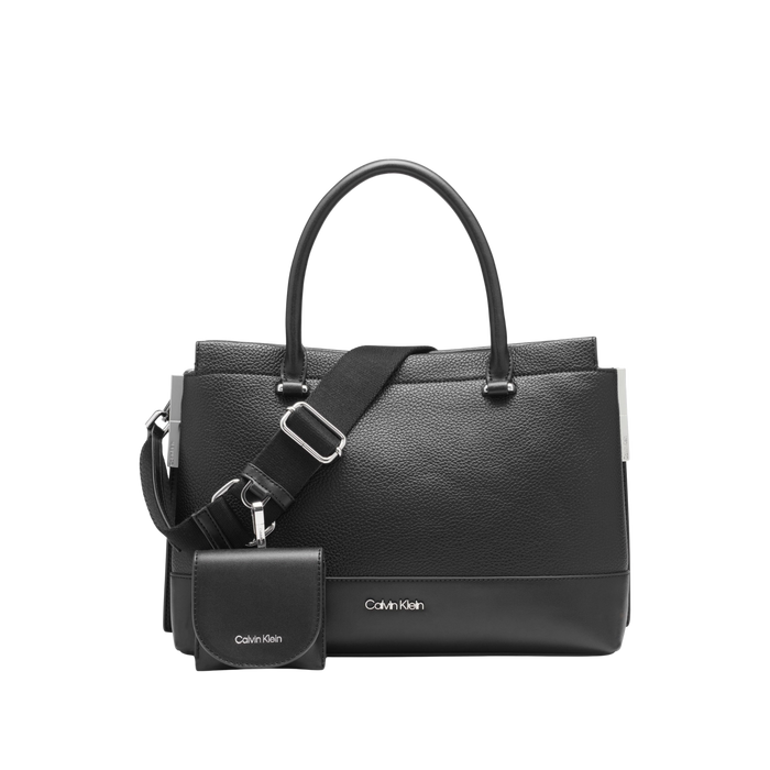 Calvin Klein Women Bianca Triple Compartment Satchel Bag - Black Silver