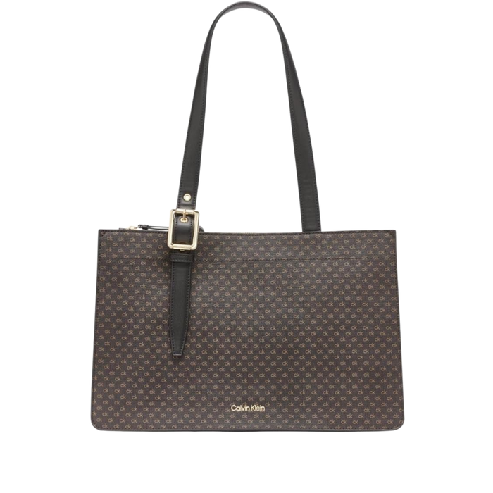 Calvin Klein Women Havana Novelty Organizational Tote Bag - Brown Khaki Black Mini
