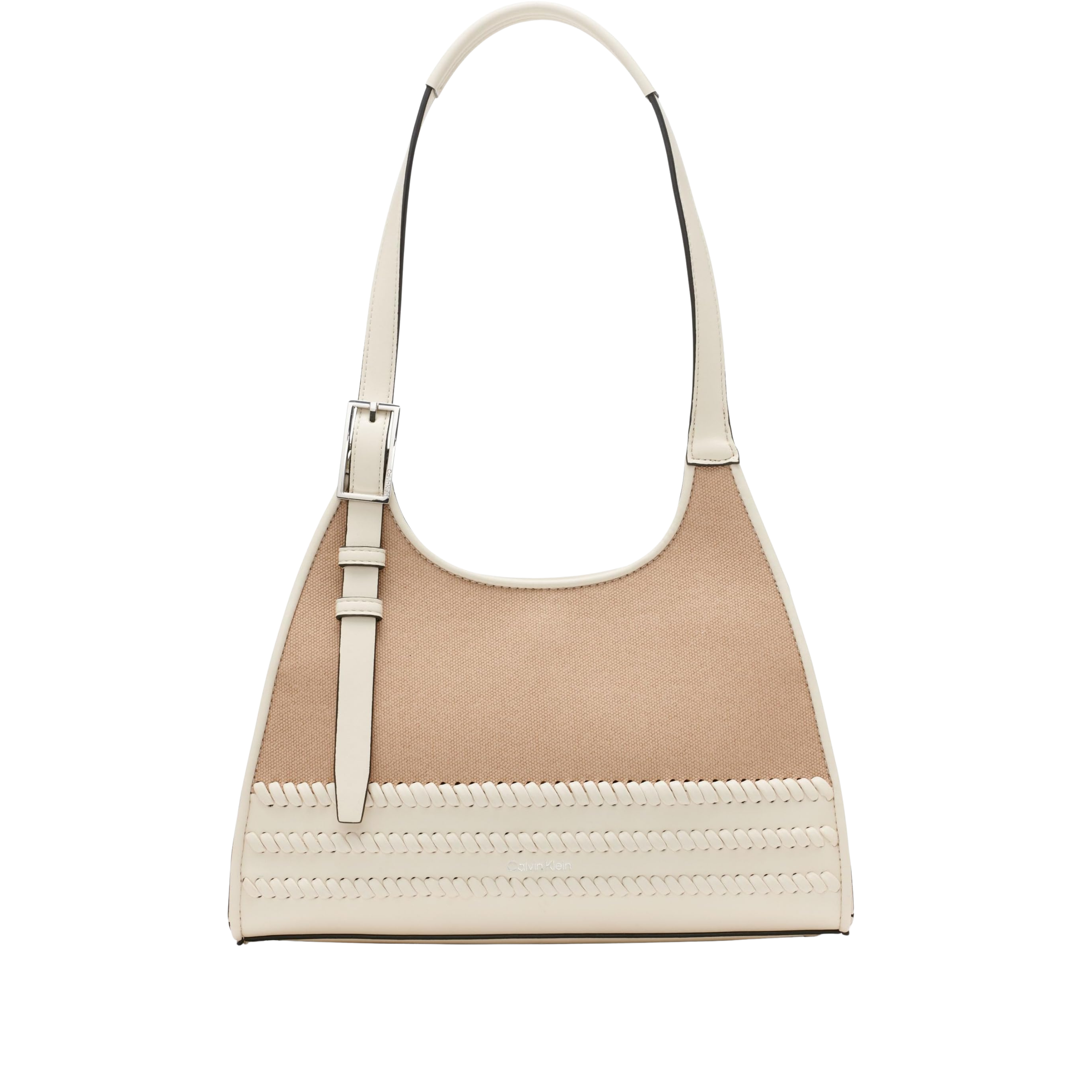 Calvin Klein Women Quill Triple Compartment Satchel Bag -  Natural White Canvas