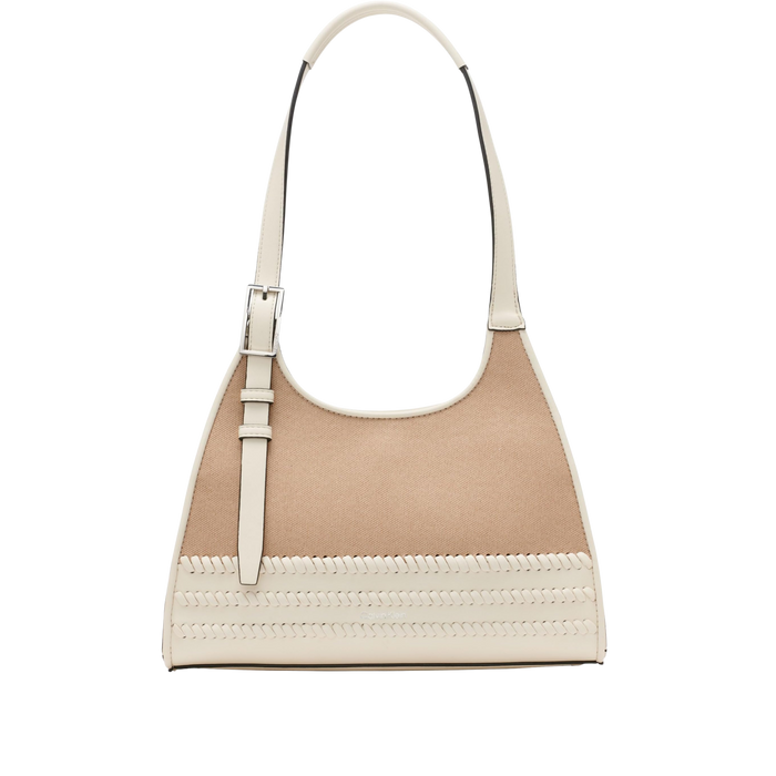 Calvin Klein Women Quill Triple Compartment Satchel Bag -  Natural White Canvas