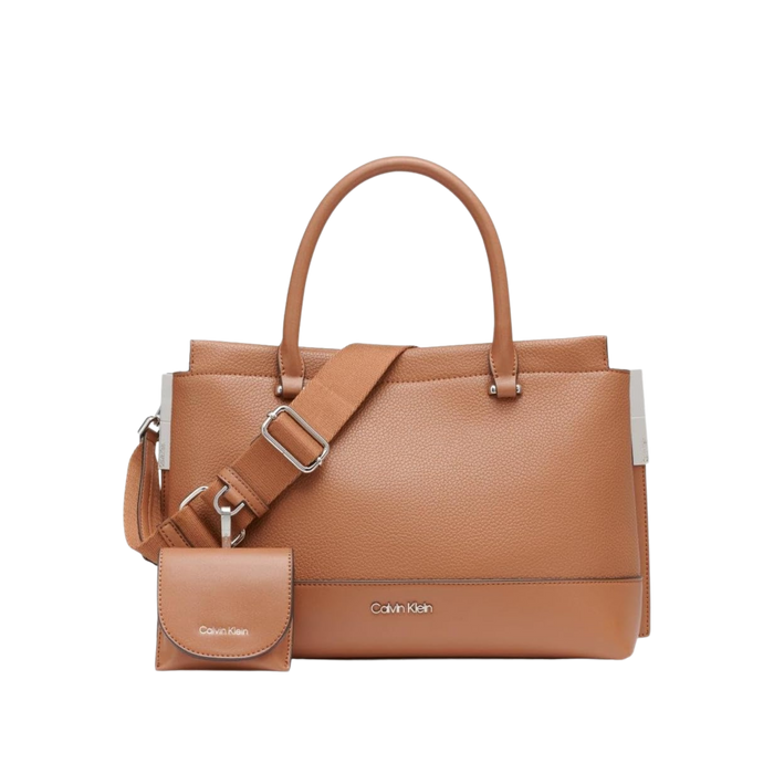 Calvin Klein Women Bianca Triple Compartment Satchel Bag - Caramel