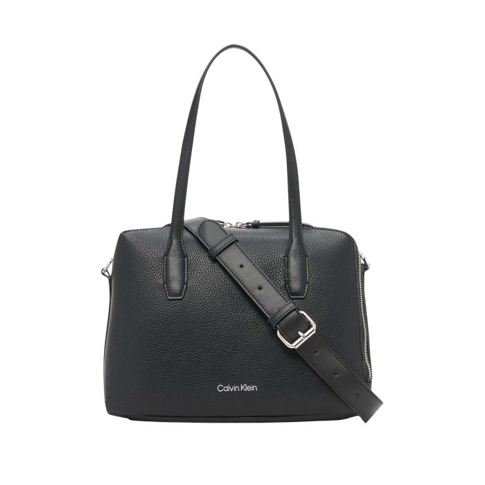Calvin Klein Women Brenda Top Zip Satchel Bag - Black Silver