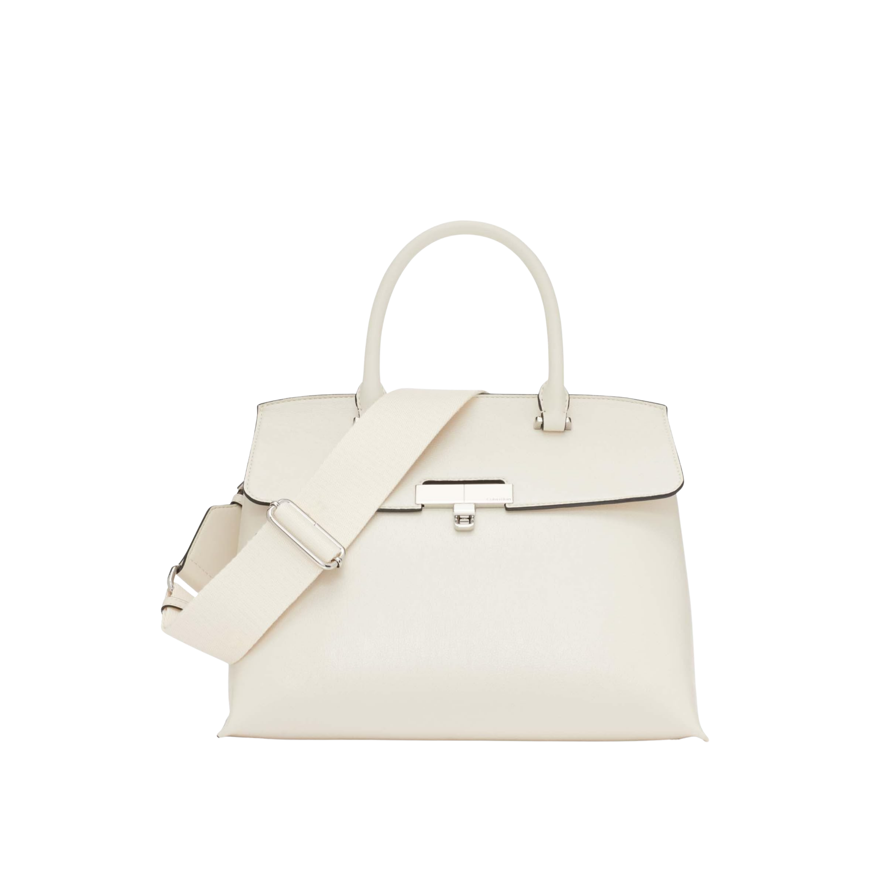 Calvin Klein Women Becky Turn Lock Satchel Bag - Cherub White