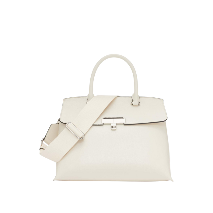 Calvin Klein Women Becky Turn Lock Satchel Bag - Cherub White