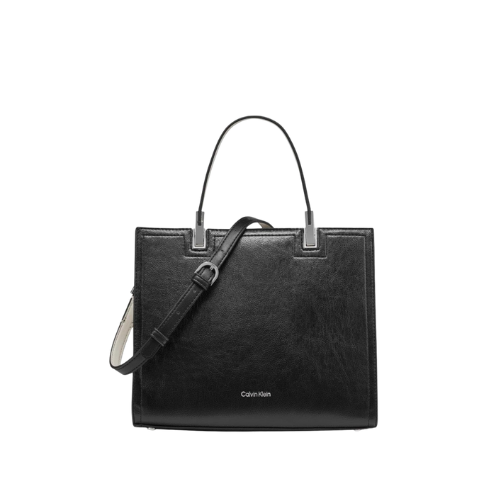 Calvin Klein Women Verne Triple Compartment Satchel Bag - Black White Grey