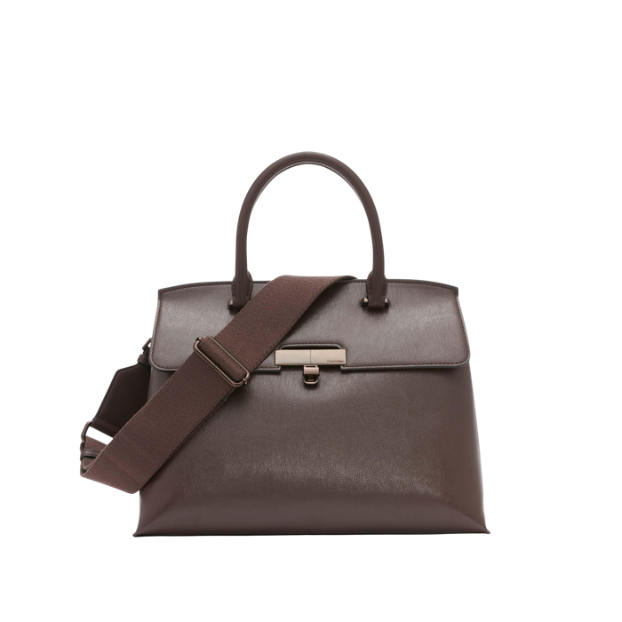 Calvin Klein Women Becky Turn Lock Satchel Bag - Java