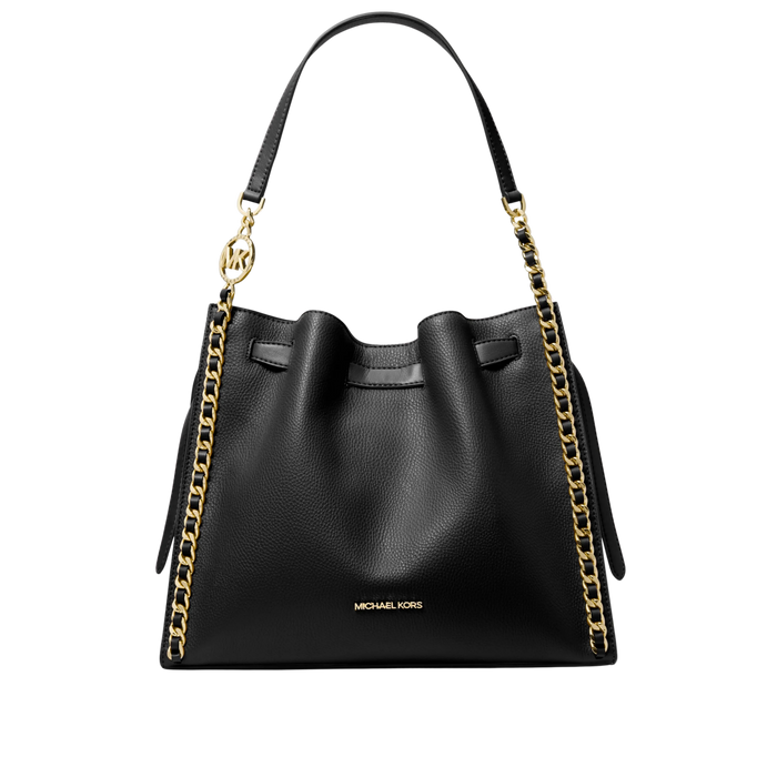 Michael Kors Women Mina Large Chain Shoulder Bag - Black Gold