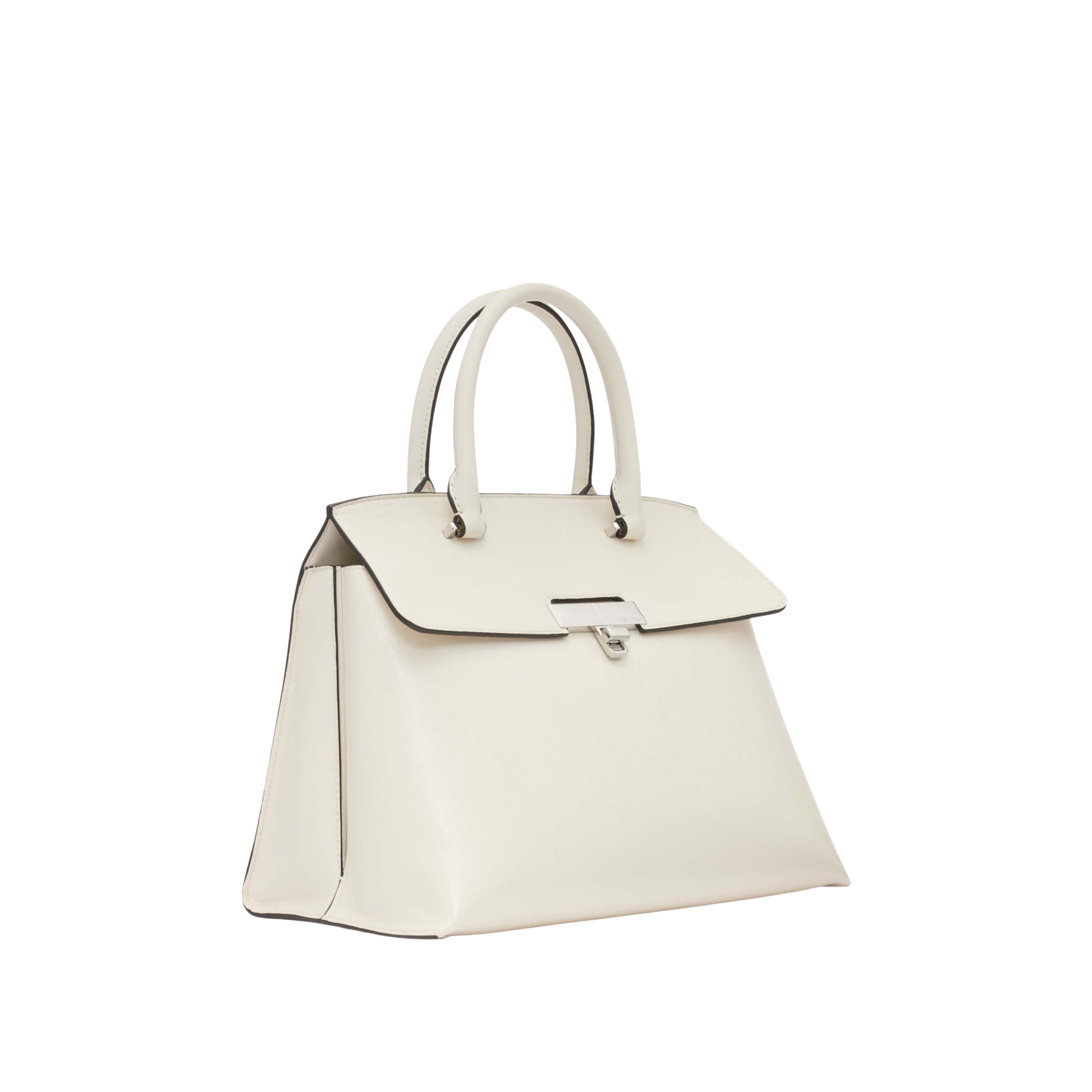 Calvin Klein Women Becky Turn Lock Satchel Bag - Cherub White