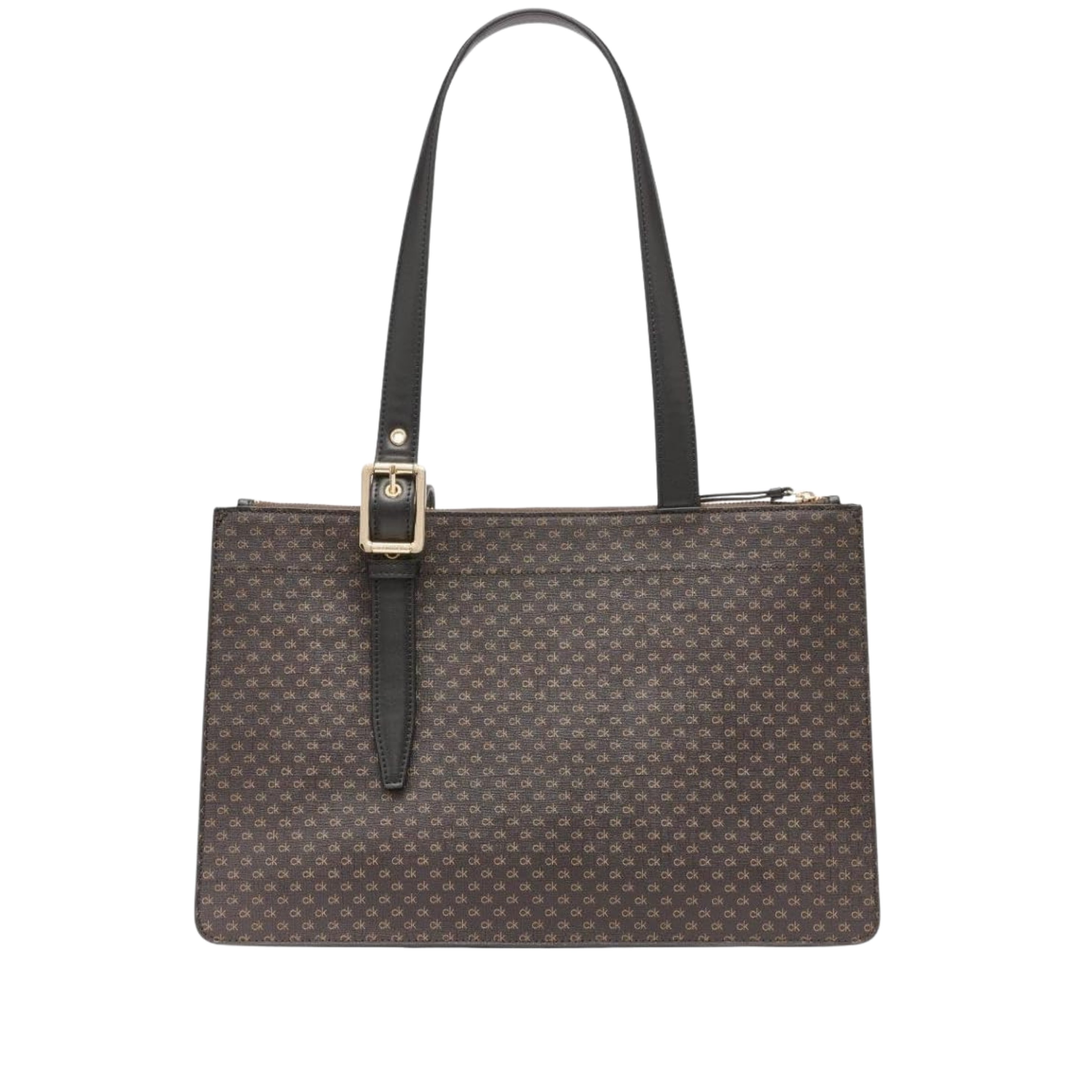Calvin Klein Women Havana Novelty Organizational Tote Bag - Brown Khaki Black Mini