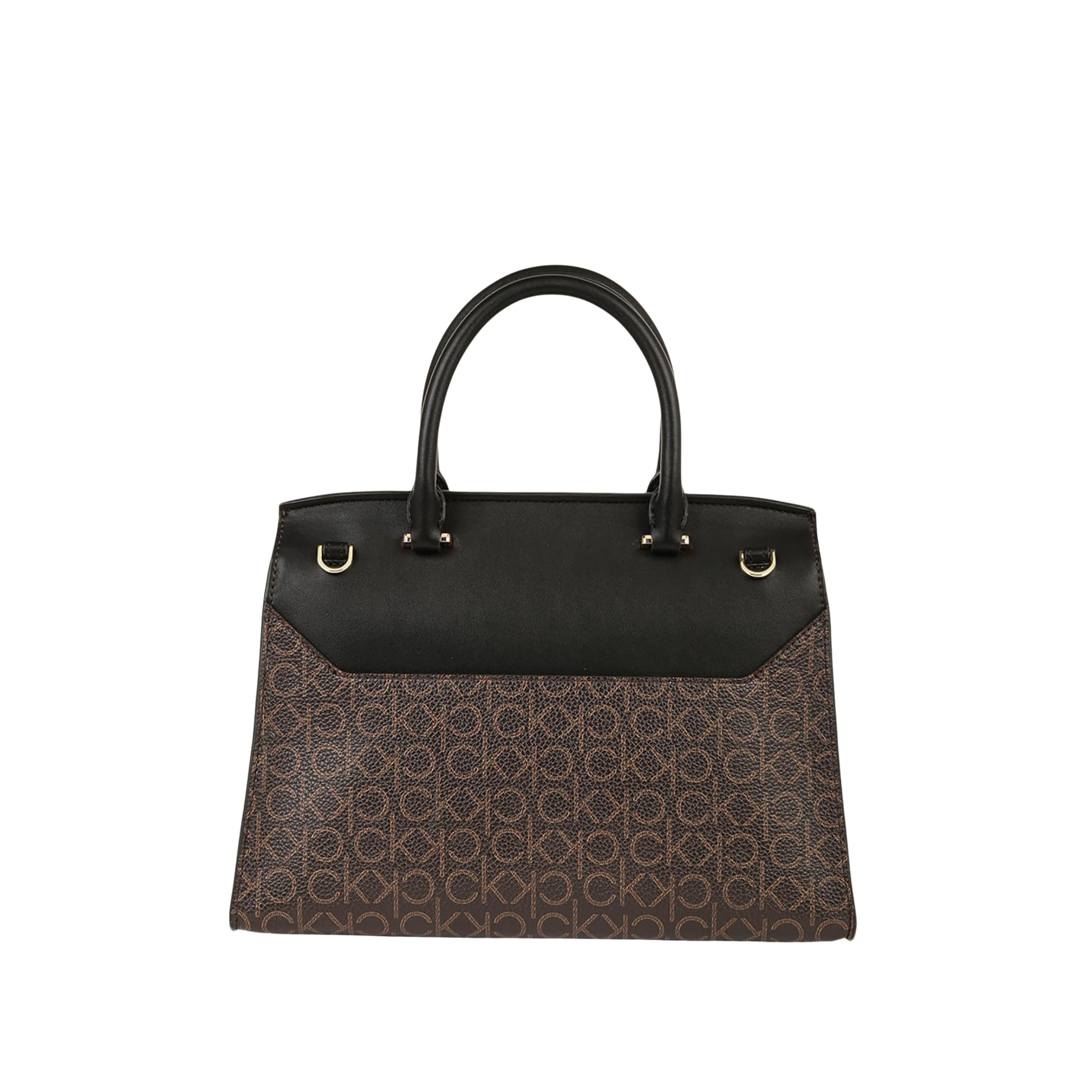 Calvin Klein Women Becky Turn Lock Satchel Bag - Brown Khaki Black