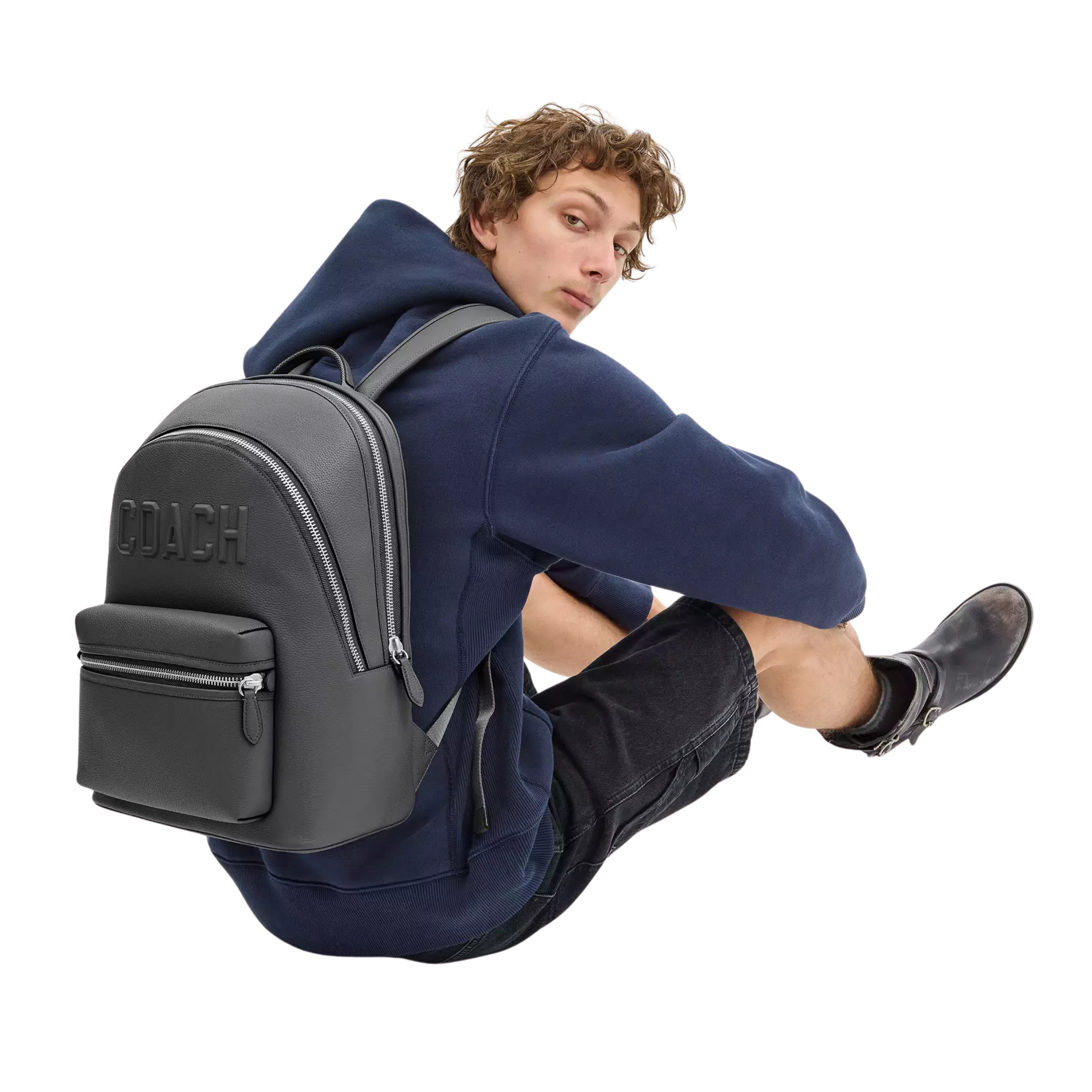 COACH Men Charter Backpack With Coach Graphic - Charcoal