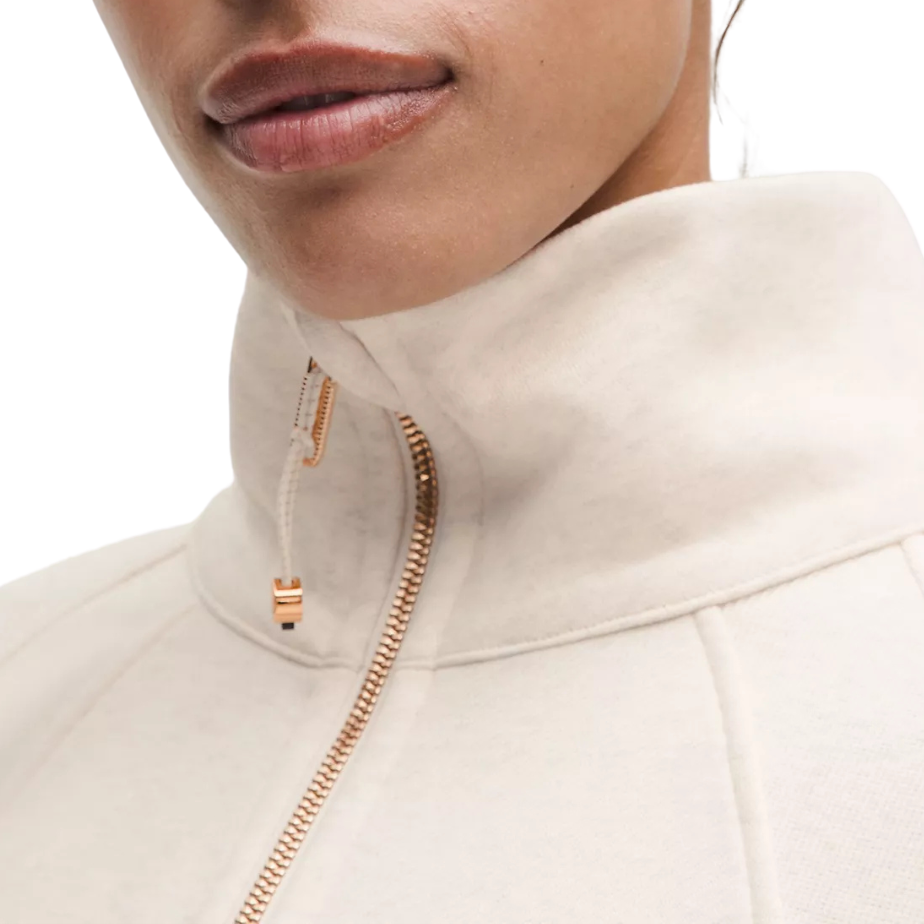 Lululemon Scuba Oversized Funnel-Neck Half Zip Long - Light Ivory Gold