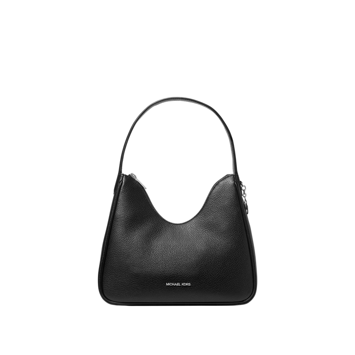 Michael Kors Women Nayla Small Pebbled Leather Hobo Shoulder Bag - Black Silver