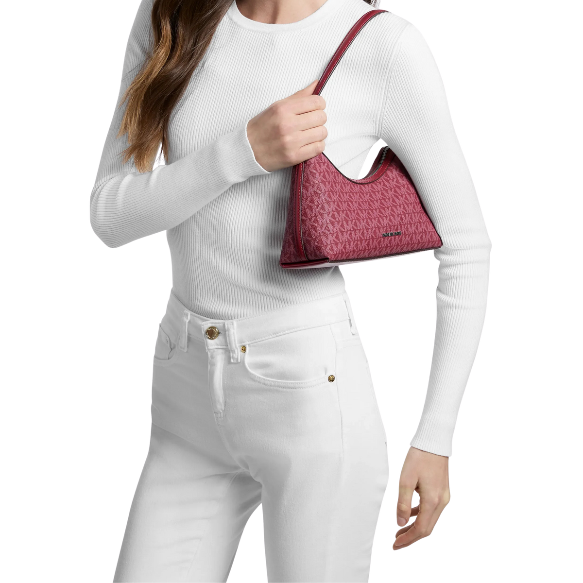 Michael Kors Women Sammy Small Signature Logo Convertible Crossbody Bag - Maroon