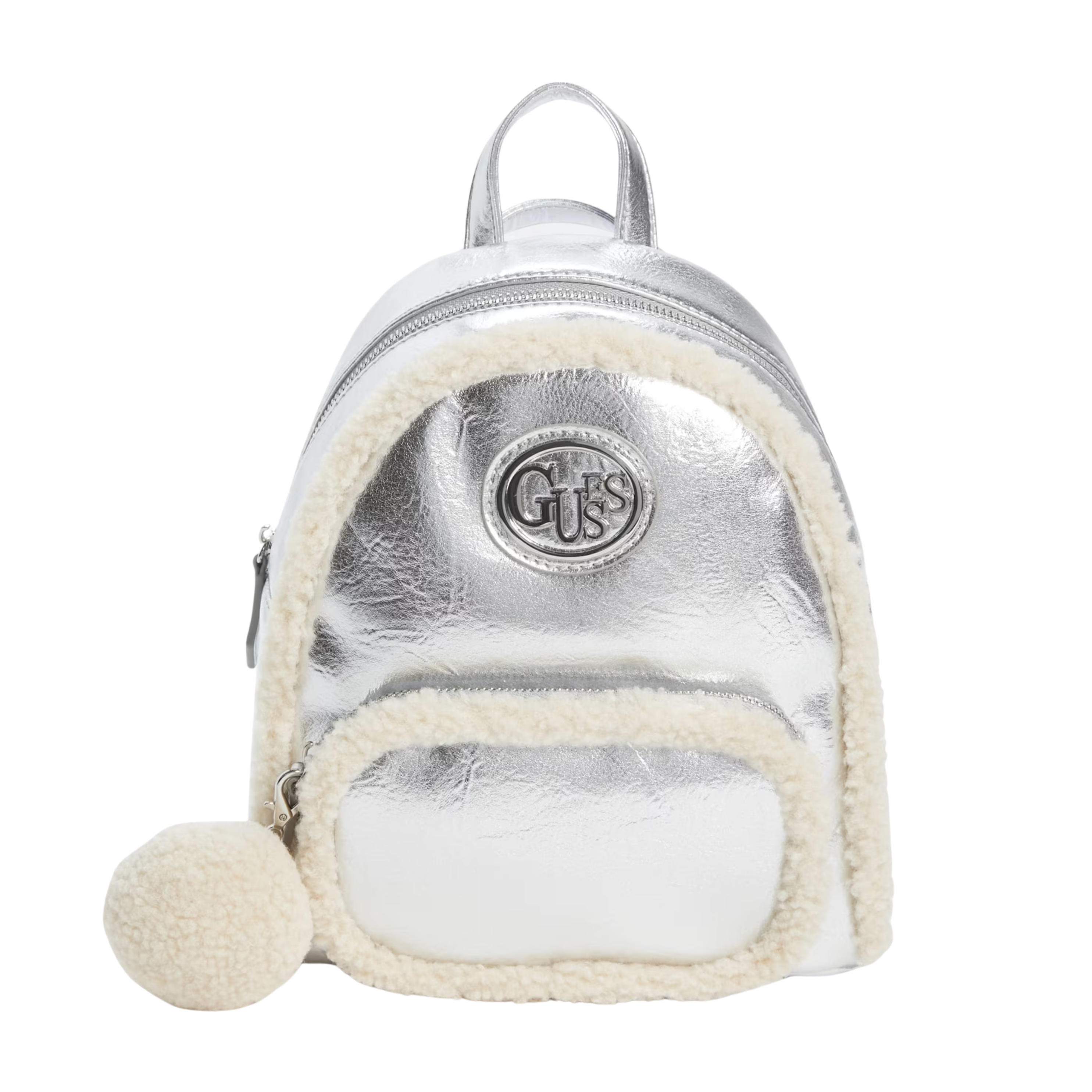 GUESS Women Gina Sherpa Backpack - Silver