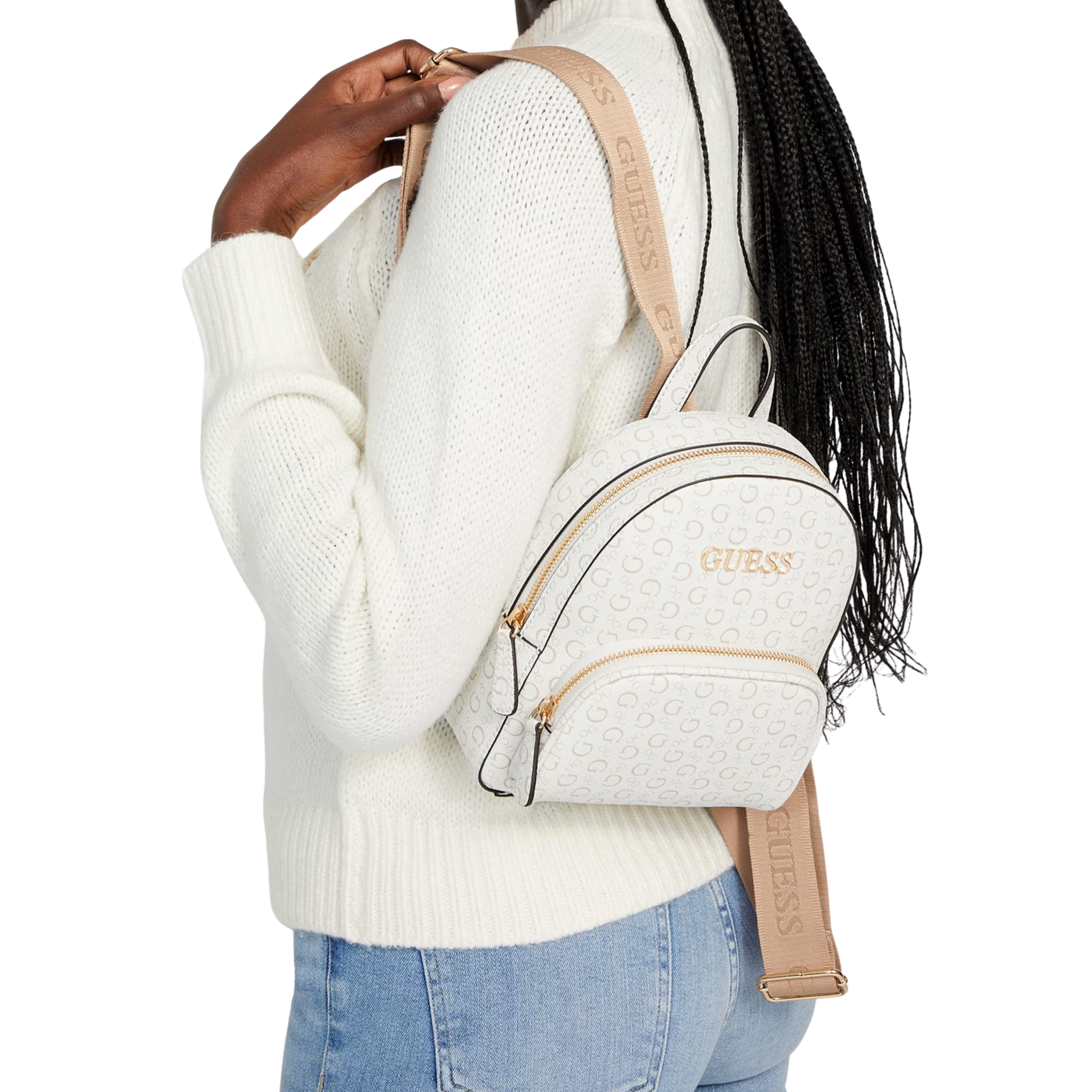 GUESS Women Eldoria Logo Mini Backpack - White
