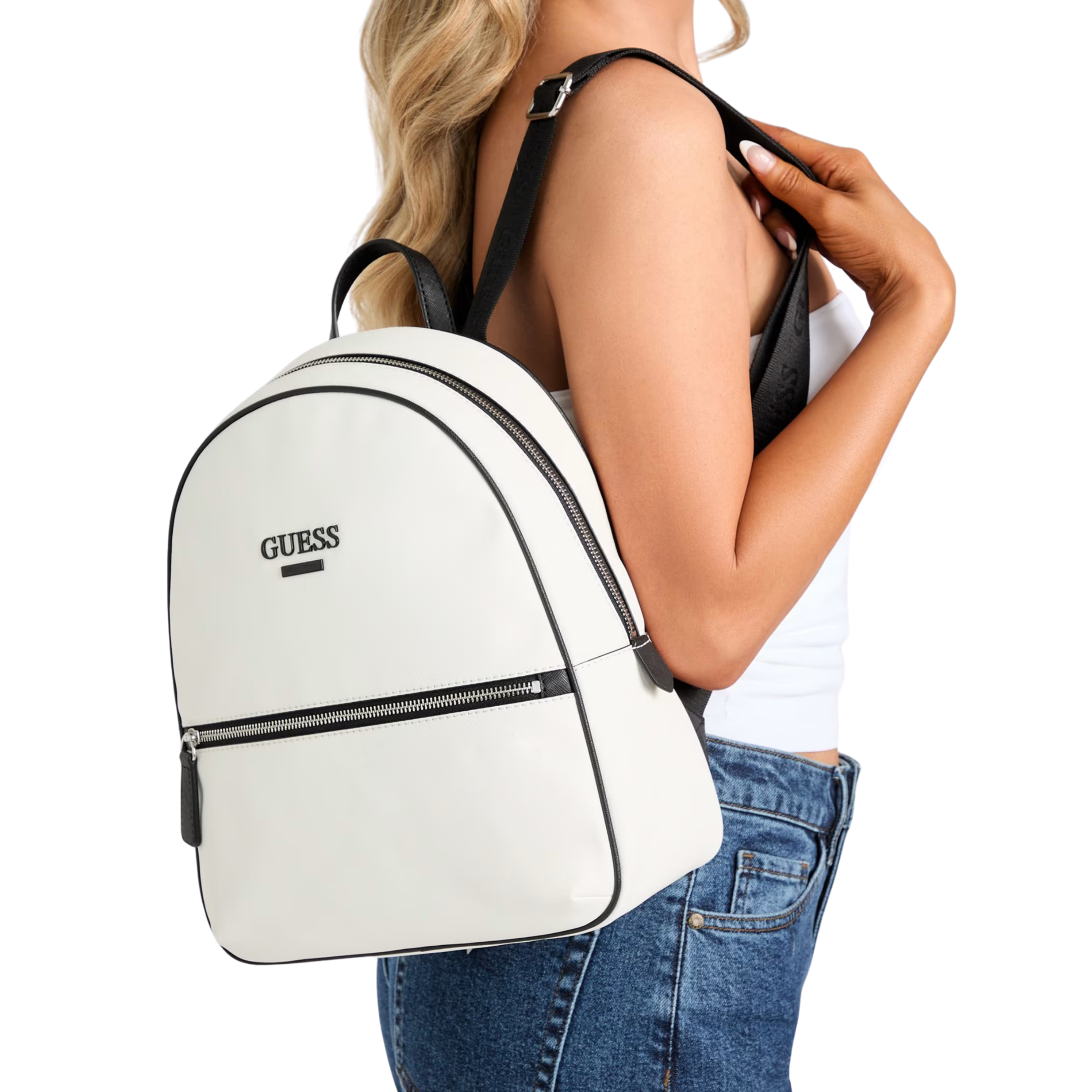 GUESS Women Veeda Logo Backpack - White