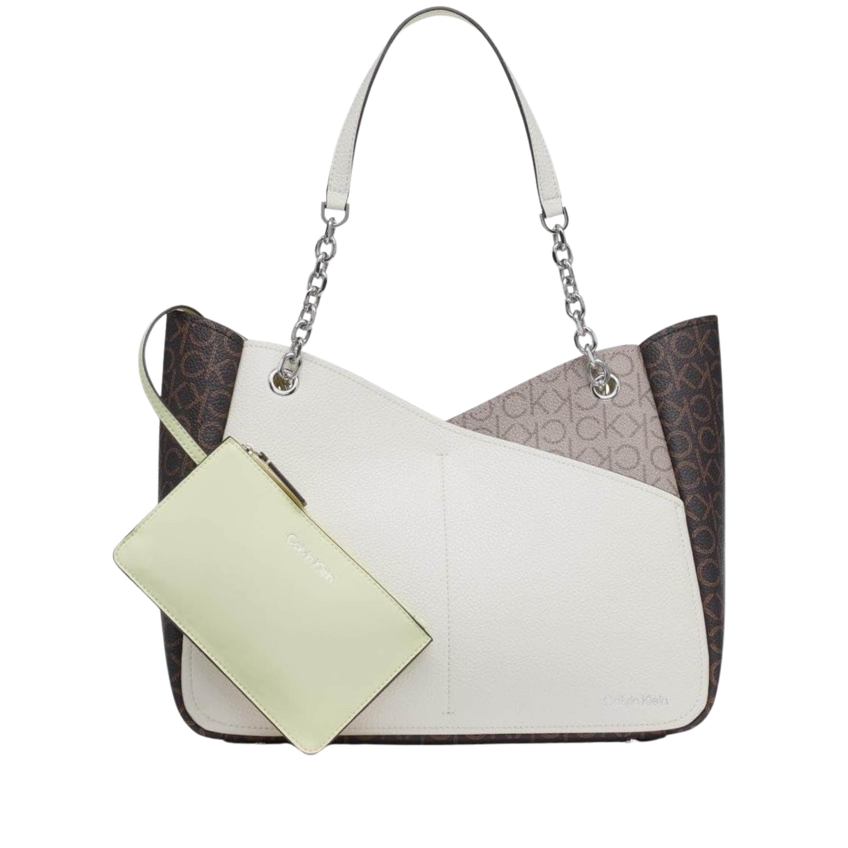 Calvin Klein Women Zoe Chain Tote Bag - Brown Khaki Endive