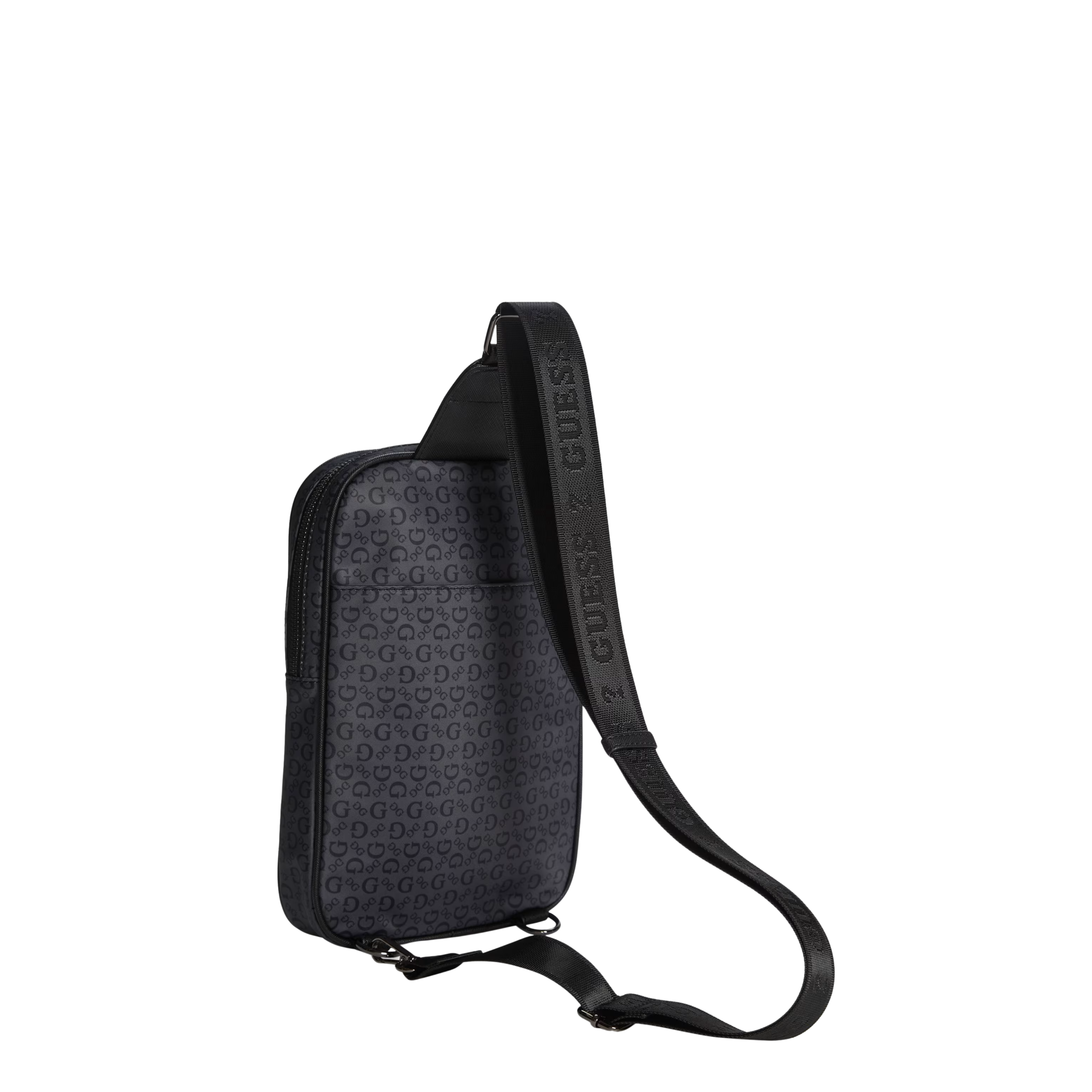 Guess Men Faux-Leather Logo Sling Bag - Black