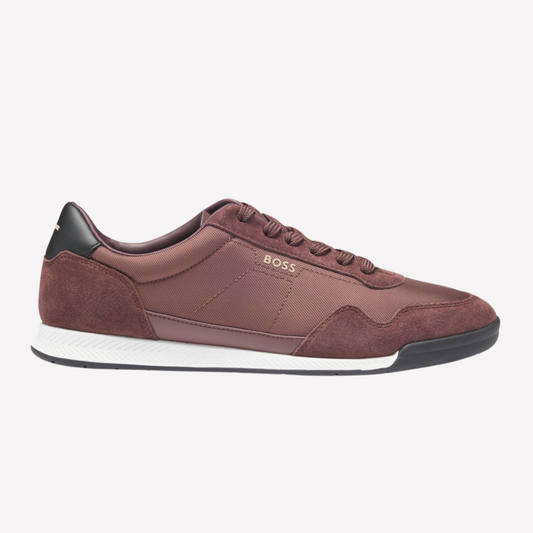 Hugo Boss Men Mixed Material Trainers - Dark Red