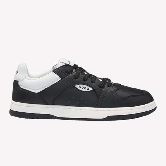 Hugo Boss Men Faux Leather Lace Up Trainers - Dark Grey