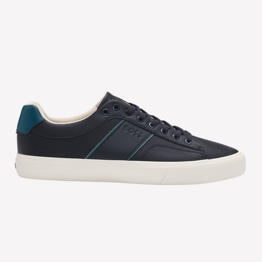 Hugo Boss Men Faux Leather Trainers - Light Blue