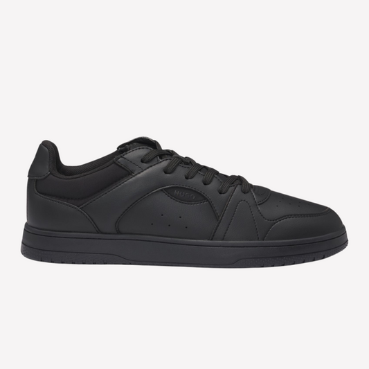 Hugo Boss Men Faux Leather Lace Up Trainers - Black