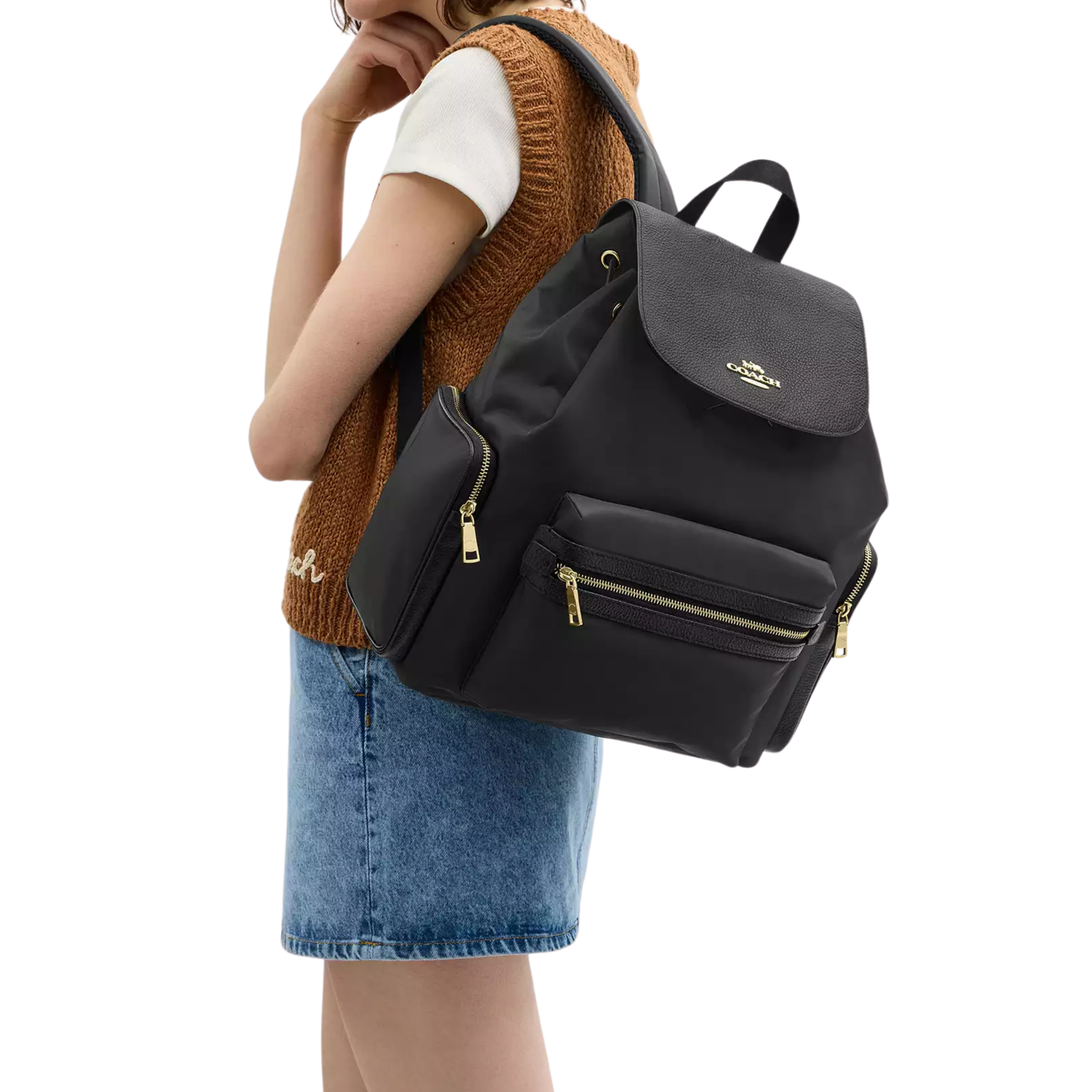 COACH Women Baby Backpack - Gold Black