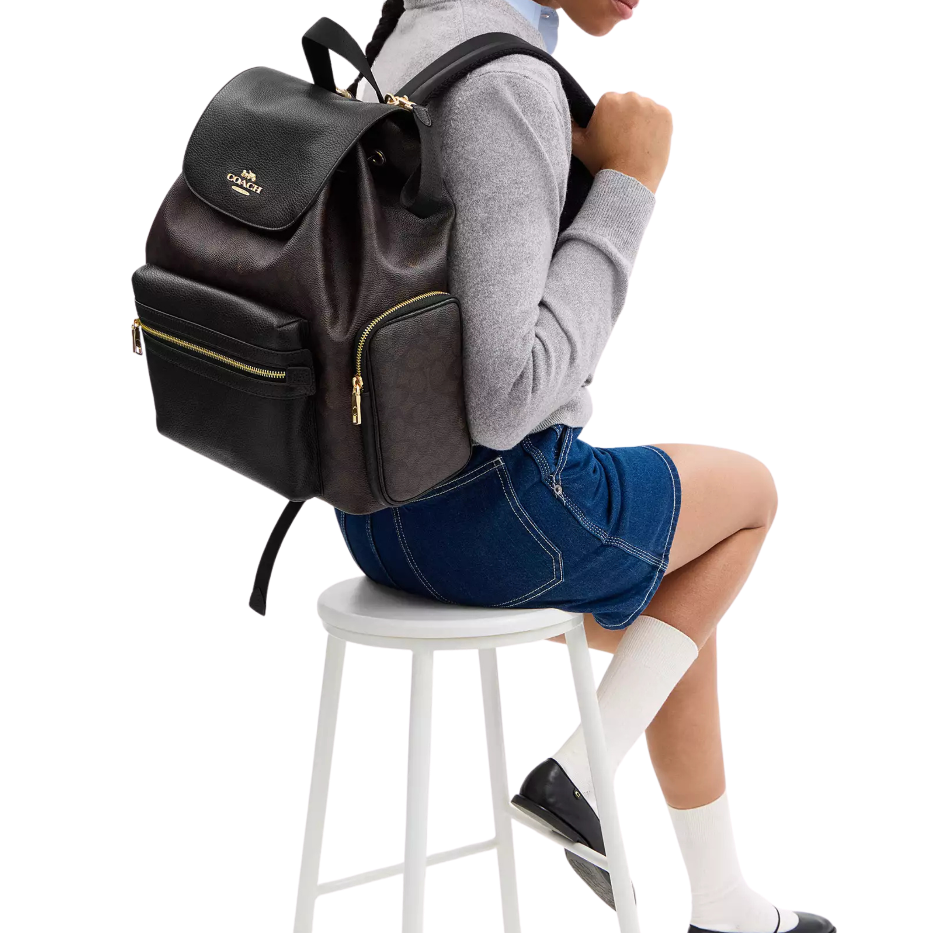 COACH Women Baby Backpack - Gold Walnut Black